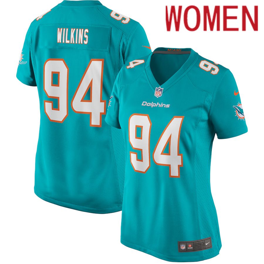 Women Miami Dolphins 94 Christian Wilkins Nike Green Game NFL Jersey